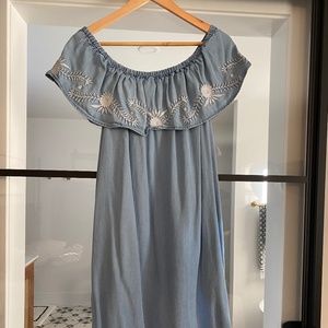 Bohemian embroidered jean tent dress